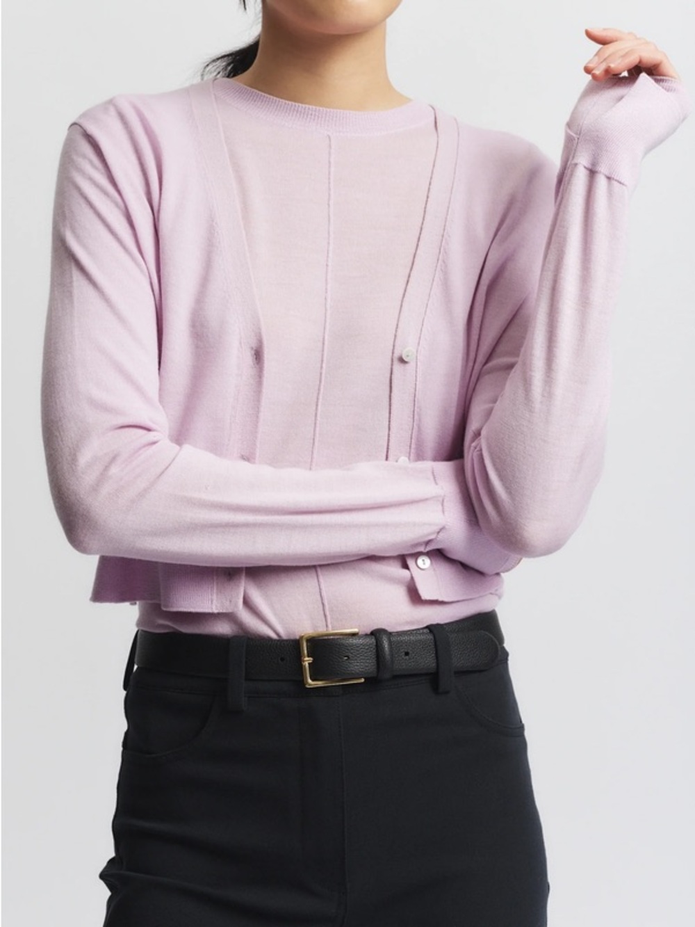 Saint Art Nixon Cropped Cardigan Merino Wool Womens Size Large Lilac. 21